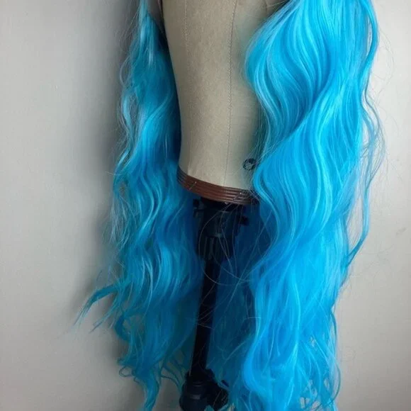 Ombre Blue Curly Lace Wig